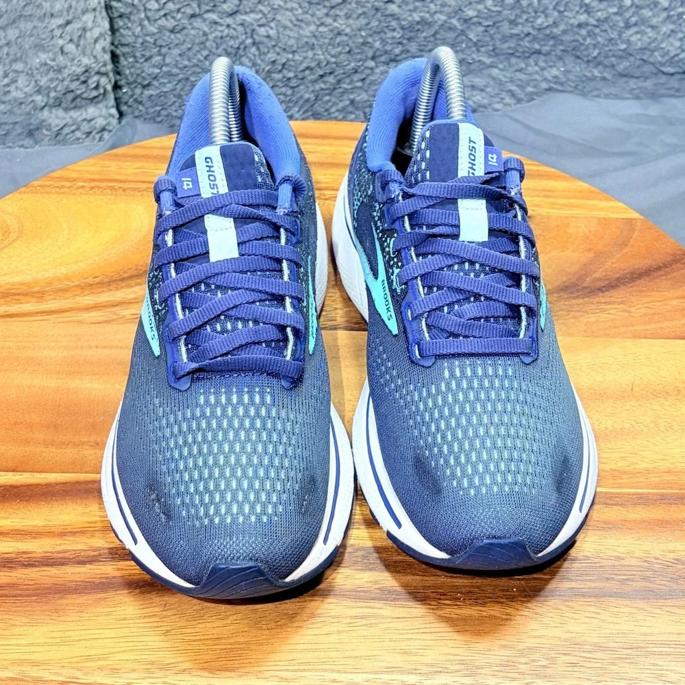 Brooks Ghost 14 Womens Running Shoes Navy Blue Aqua 1203561B446 Size 8.5 B